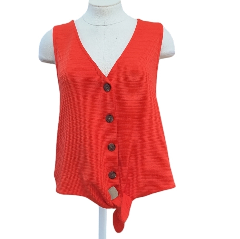 J.Crew Tie Front Button Up Sleeveless Blouse/Tank Top Size M